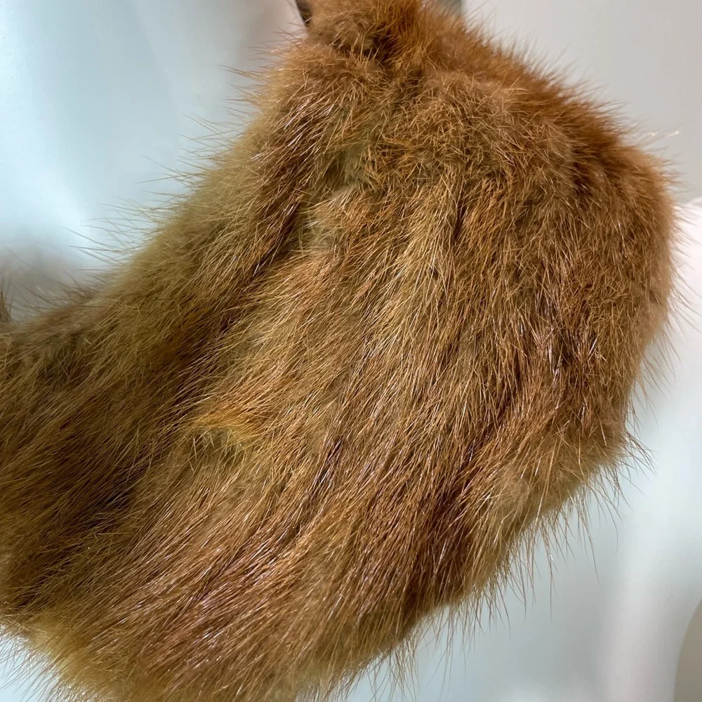 Vtg Natural Fur Attachable Collard‎ Light Brown
